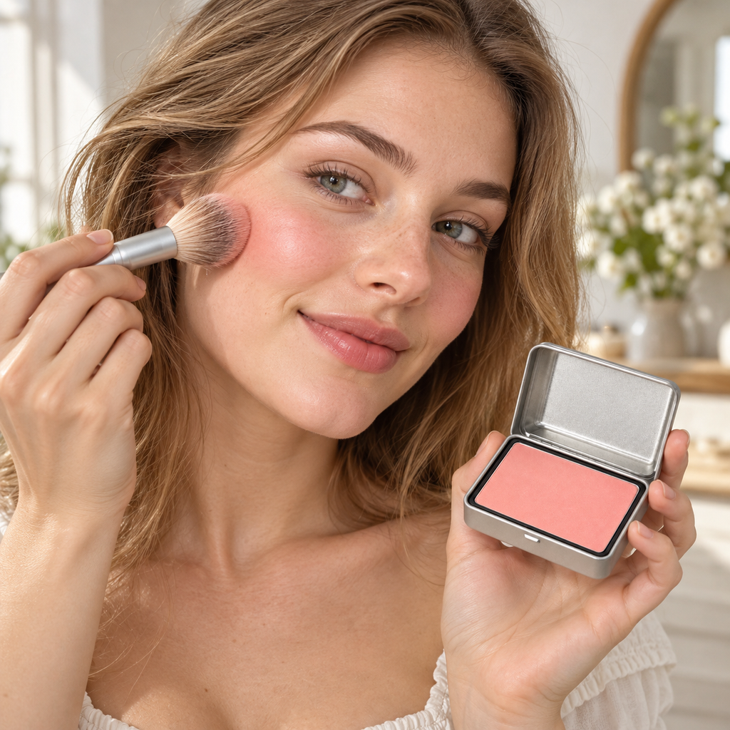 🎀 Blush Compact | Silky Powder | Daily-Makeup | Her | Peachy Glow