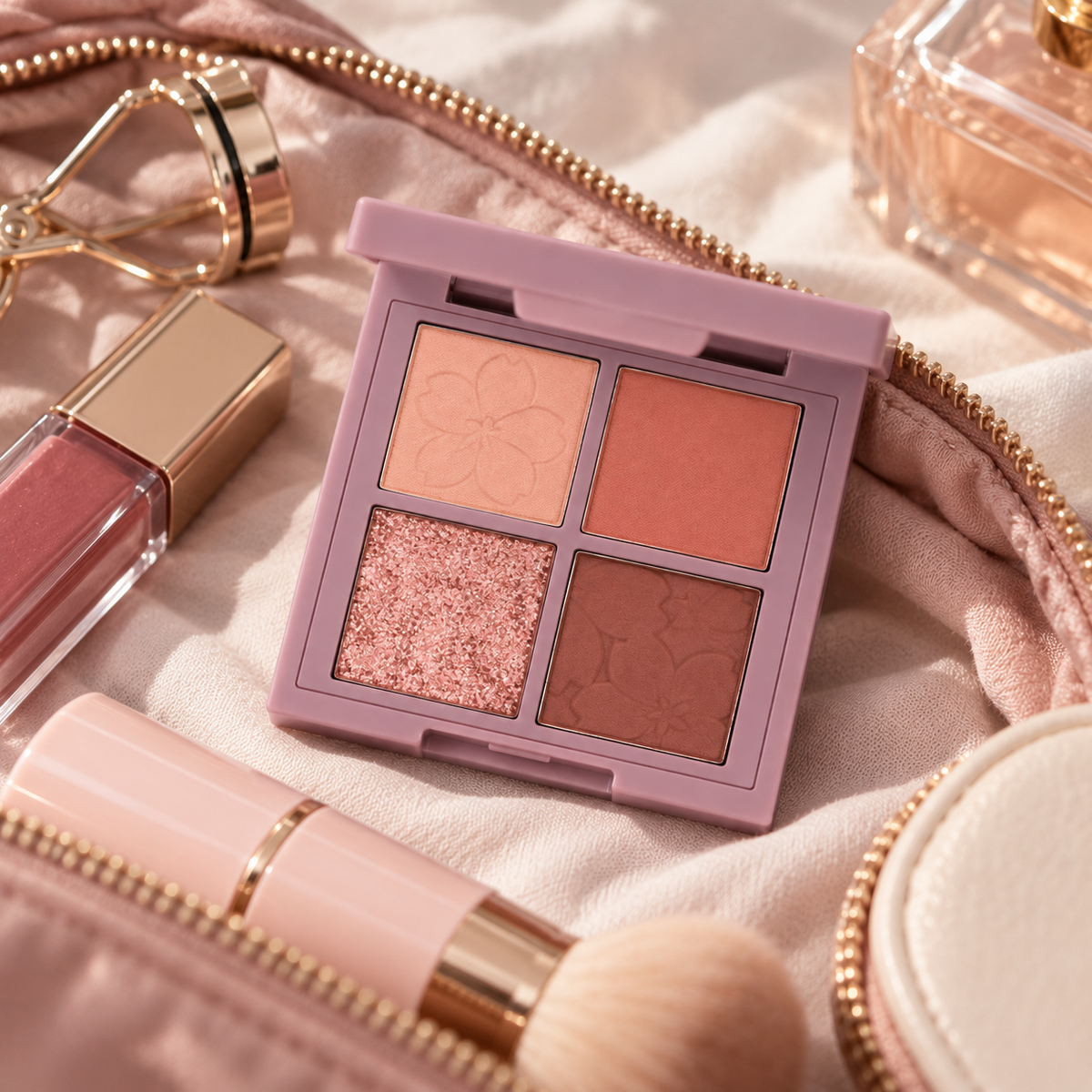 🌸 Eyeshadow Quad | Silky Powder | Date-Night | Her | Rosy Sparkle