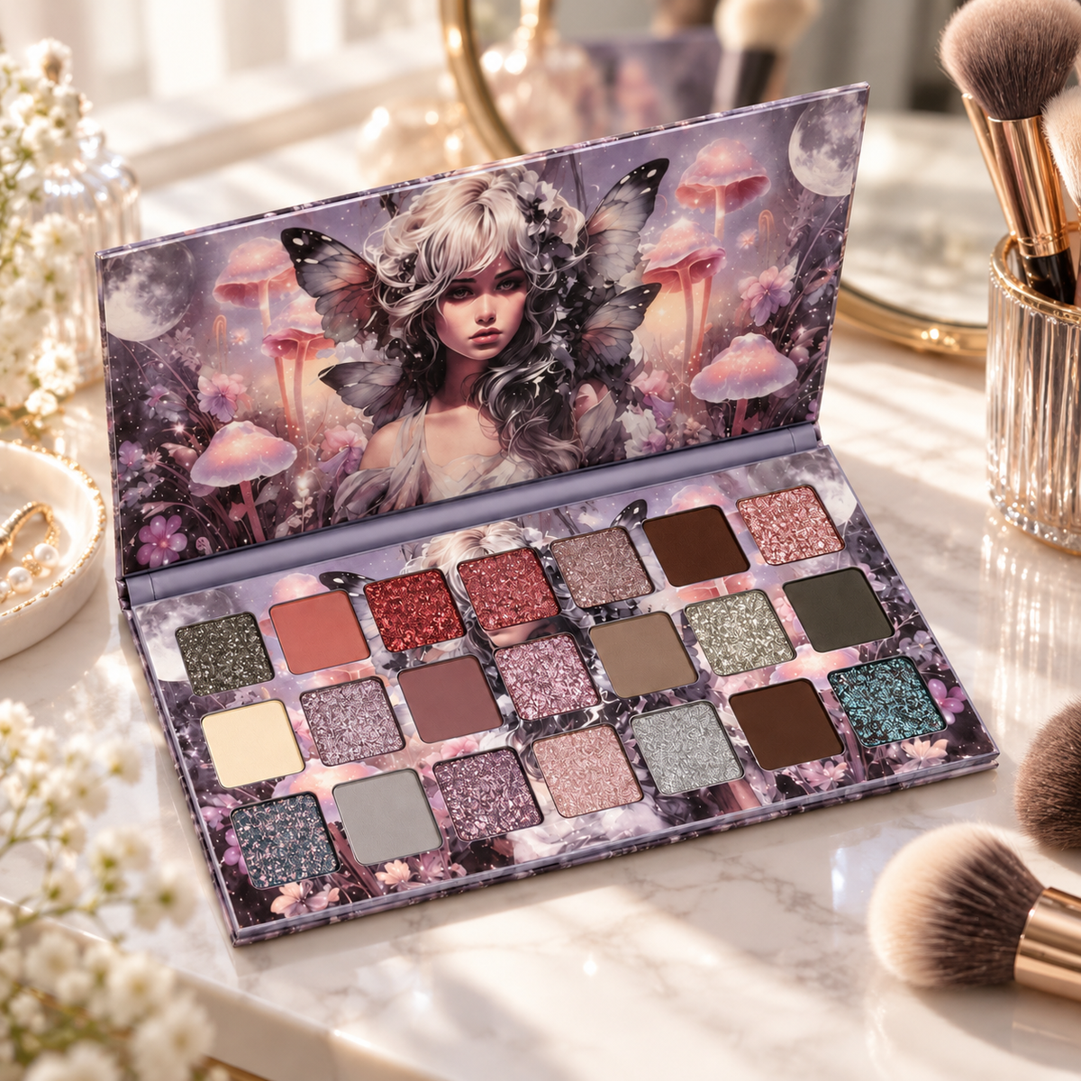 🌙 Eyeshadow Palette | Silky Powder | Night-Glam | Her | Moonlit Sparkle