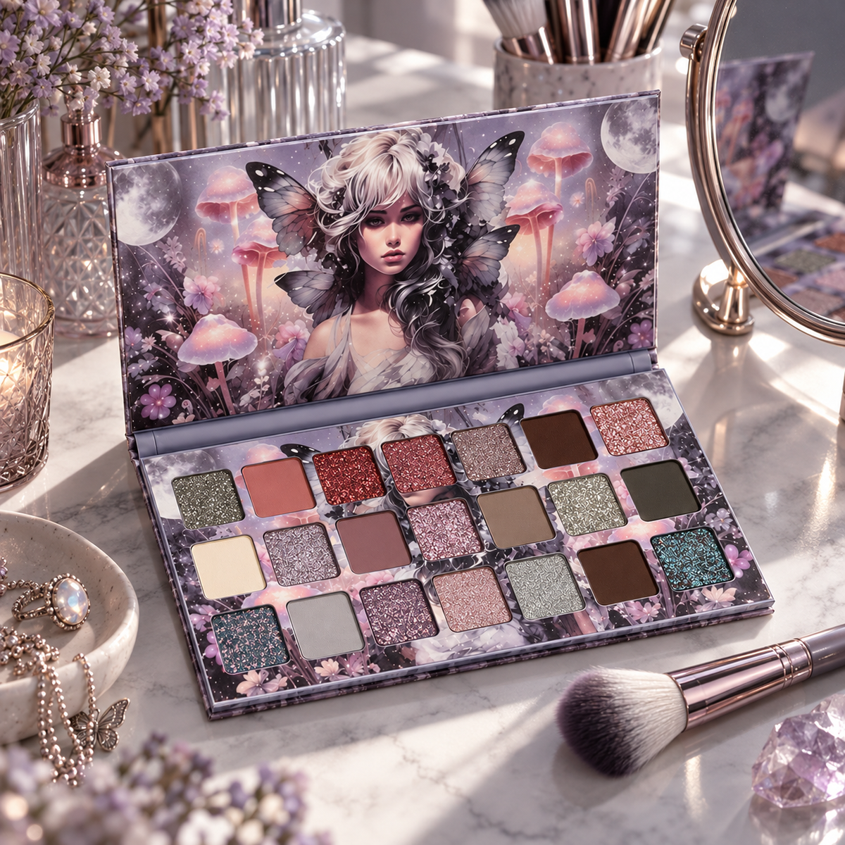 🌙 Eyeshadow Palette | Silky Powder | Night-Glam | Her | Moonlit Sparkle