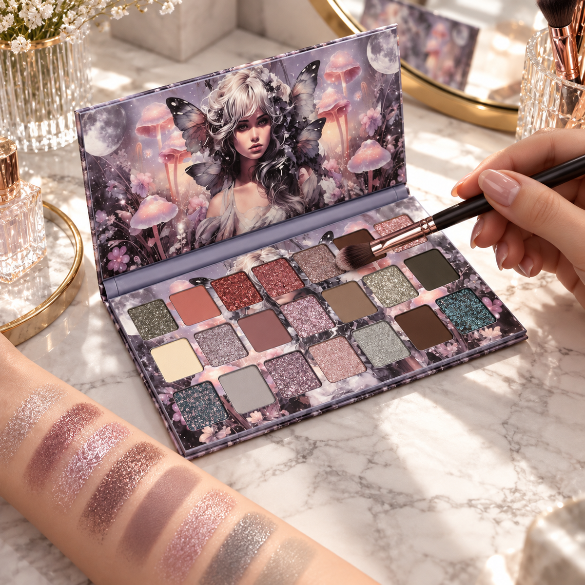 🌙 Eyeshadow Palette | Silky Powder | Night-Glam | Her | Moonlit Sparkle